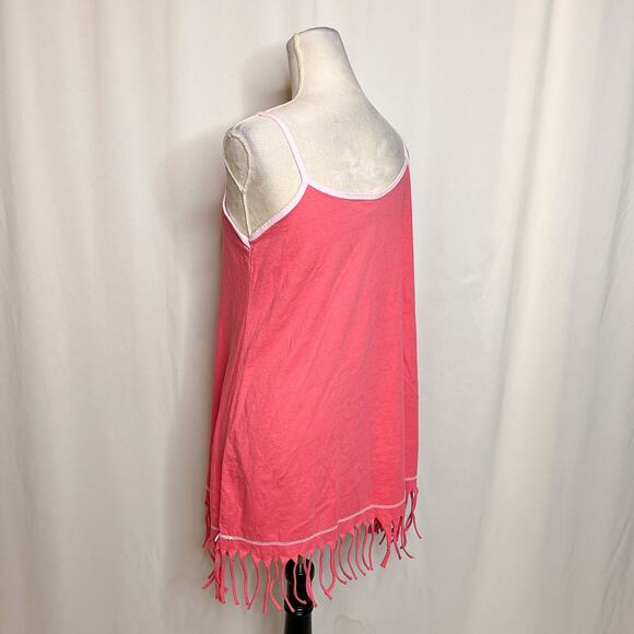 Camps Vintage Y2K Tampico Tamps Marlin Mini Dress Coverup Fringe Pink Tropical - Picture 8 of 10
